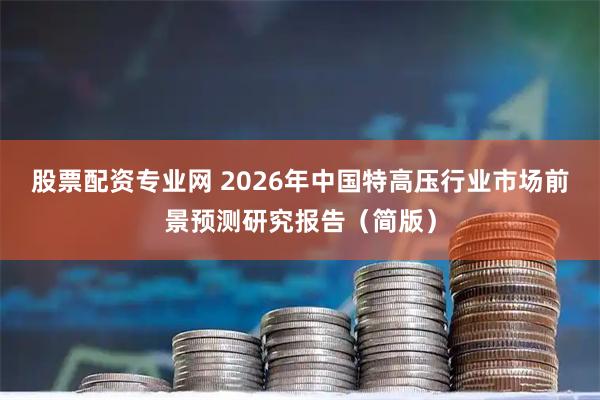 股票配资专业网 2026年中国特高压行业市场前景预测研究报告（简版）